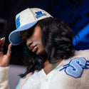 SPELMAN COLLEGE VELVET TRUCKER SNAPBACK